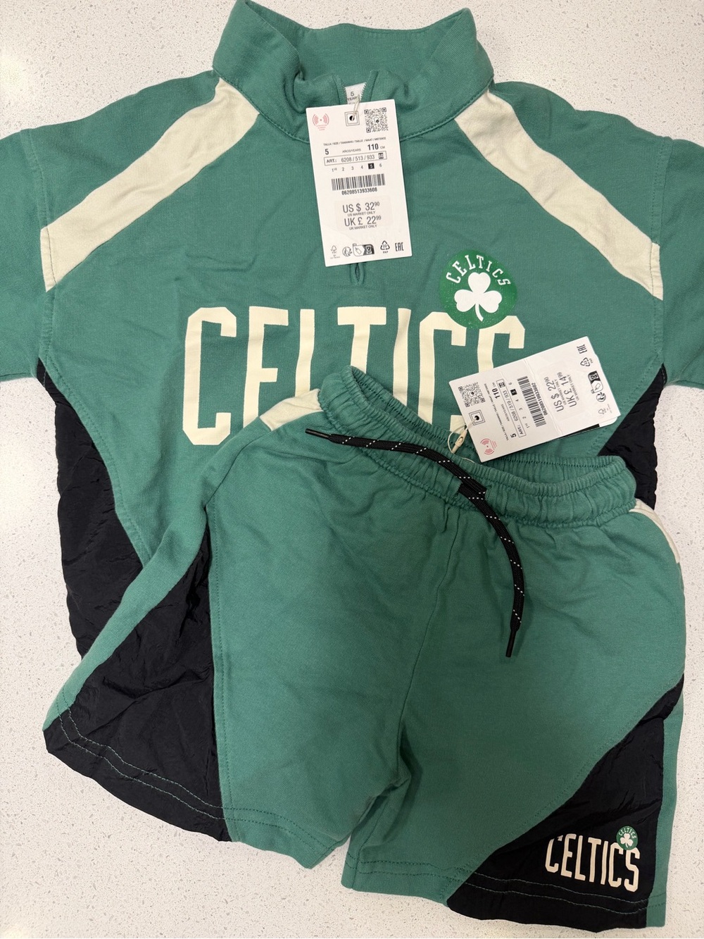 Zara NBA Collection Celtics Pullover & Shorts Set